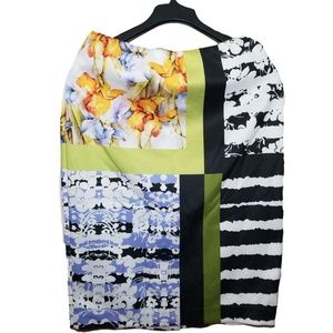 Color block tube skirt - below the knee